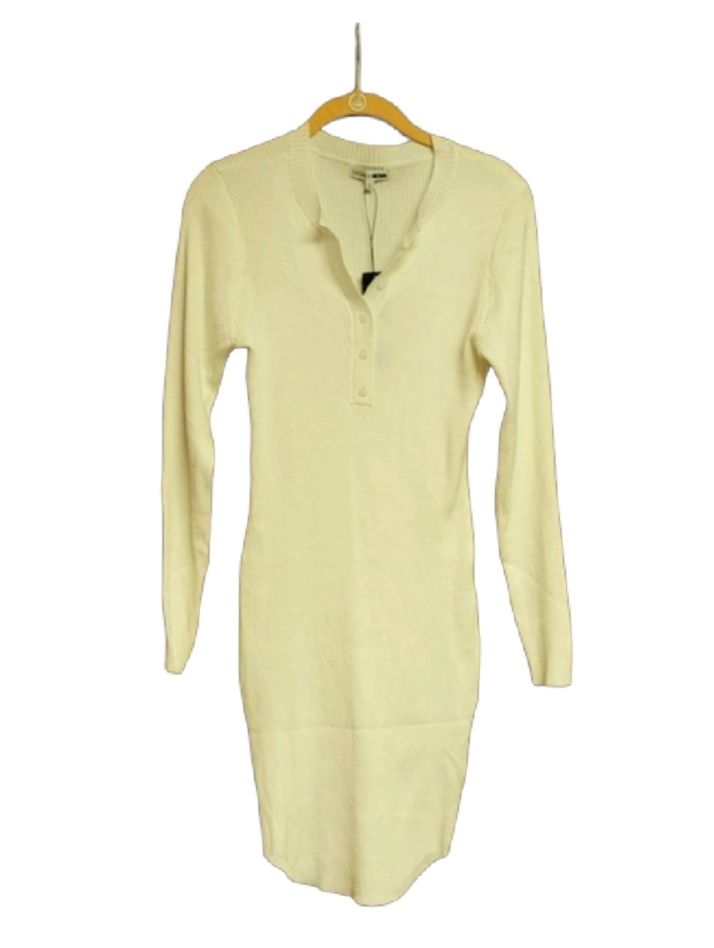 Fashion Nova Cream Long Sleeve Dress